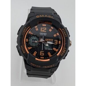 SMAEL Watch Men 43mm Case Analog-Digital Black Band- New Battery